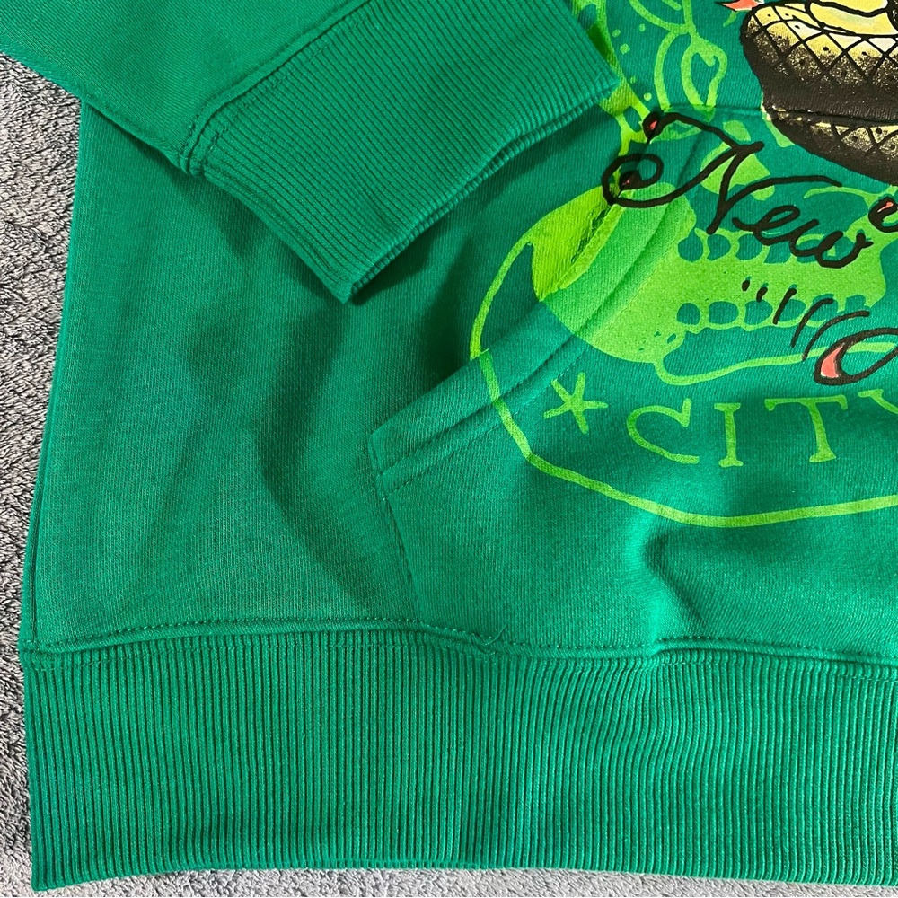 Ed Hardy Cobra Ace Hoodie Sweatshirt Size Large Green - Picture 10 of 14